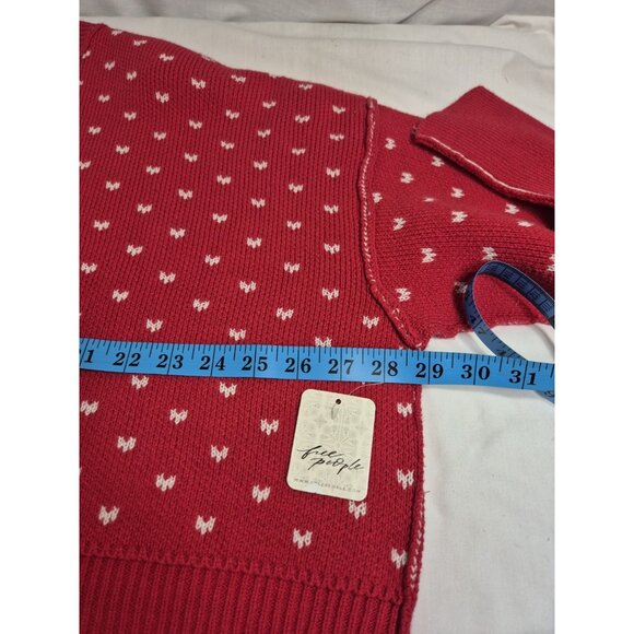 Free People Cropped Sweater Women's Size M Red Easy Street Patterned Boxy (52) - Picture 4 of 8